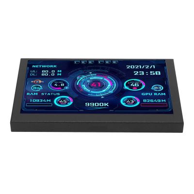 Dioche PC CPU Data Monitor 5in USB C for aida64 Temperature Display PC Sensor Panel Display for DIY Enthusiasts LCD Black
