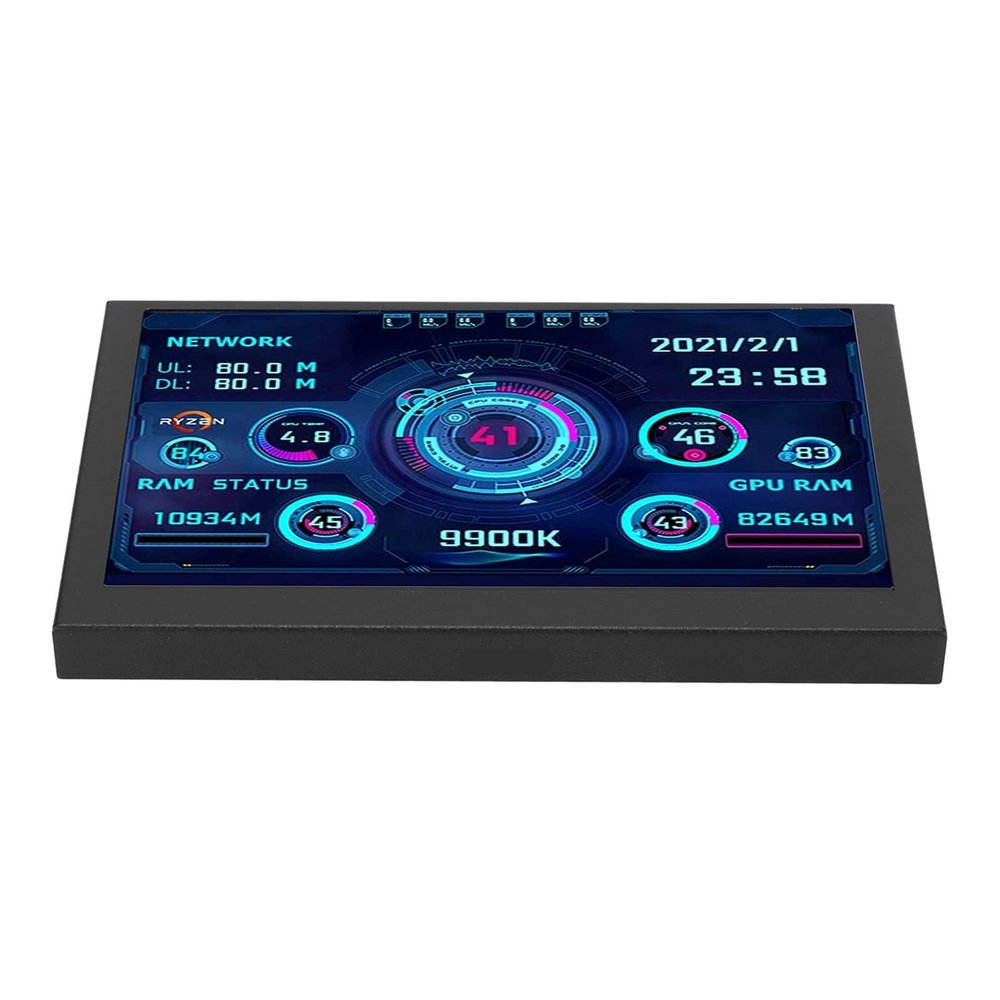 Dioche PC CPU Data Monitor 5in USB C for aida64 Temperature Display PC Sensor Panel Display for DIY Enthusiasts LCD Black