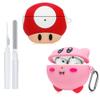 2 Pack Cute Case for AirPods 4th Generation Case, Anime Funny Soft Silicone Cover with Cleaning Kit & Keychain, Shockproof Protective Cover for Kids Women, for Apple AirPods 4 2024, Pink & Red view 1