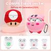 2 Pack Cute Case for AirPods 4th Generation Case, Anime Funny Soft Silicone Cover with Cleaning Kit & Keychain, Shockproof Protective Cover for Kids Women, for Apple AirPods 4 2024, Pink & Red view 3