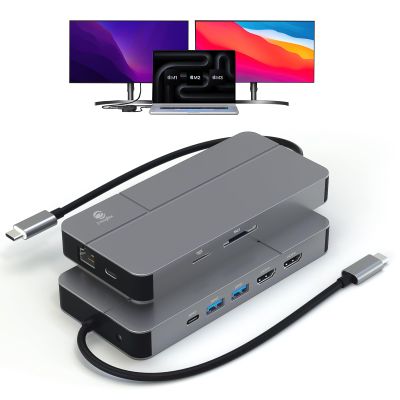 i-magBac MacBook Docking Station Dual Monitor, Laptop Docking Stations for MacBook pro/Air HP Dell Lenovo Computer, 10 in 1 USB C Dock with Dual Hdmi 4K@60Hz Splitter Extended Display, USB 3.2 Hub