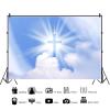 10x6.5ft Christian Cross Backdrop Holy Lights Heaven Sky Clouds Crucifix Photography Backdrop Blue Sky Lord Pray Resurrection of Jesus Easter Backdrop Christian Church Events Decor Photo Props view 3