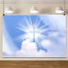 10x6.5ft Christian Cross Backdrop Holy Lights Heaven Sky Clouds Crucifix Photography Backdrop Blue Sky Lord Pray Resurrection of Jesus Easter Backdrop Christian Church Events Decor Photo Props view 4