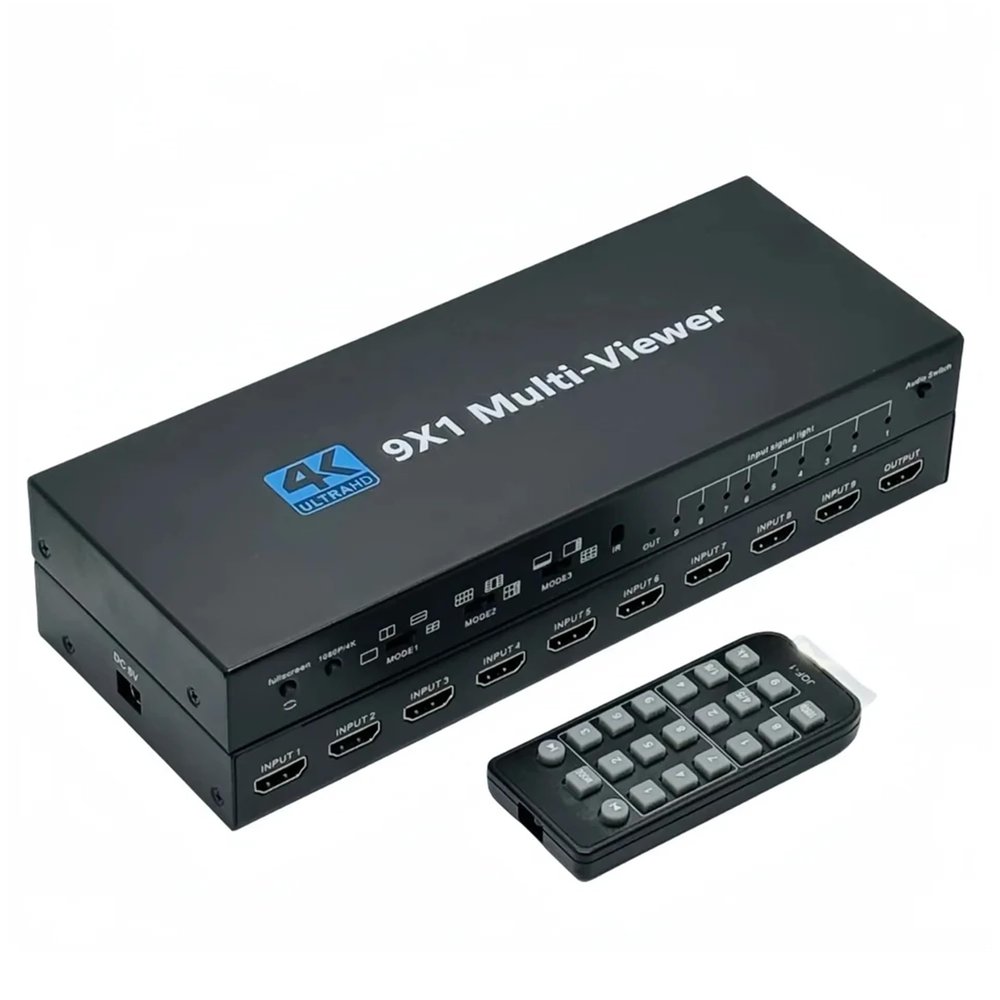 9x1 HDMI Multi-viewer switcher Seamless 4K HDMI 9 Screen Real Time Multi Viewer Screen Splitter 9 in 1 Out Switch Adapter 1x9