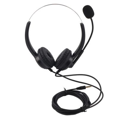 Mtlavishness Lossless Sound Call Center Headphones 330 Earmuffs Call Center Headset Plug Pu Slingshot Wire (3.5mm Straight Head)