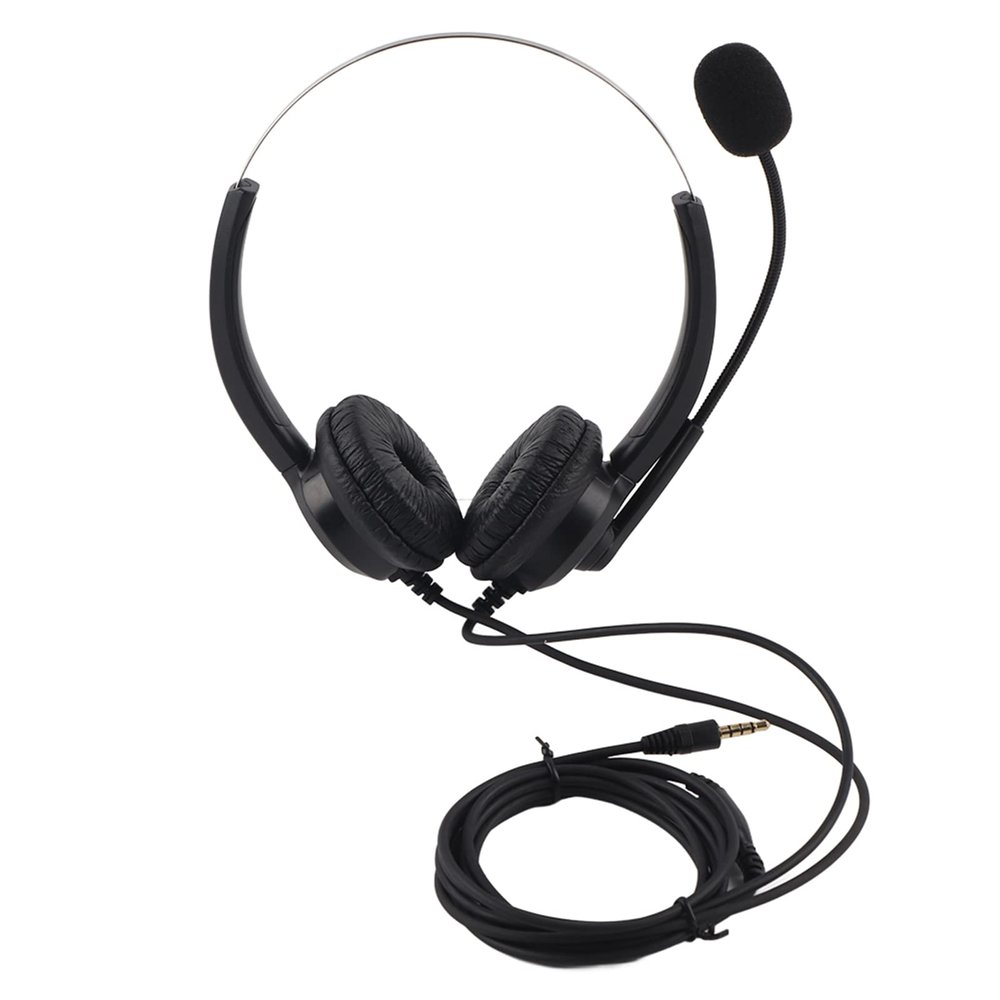 Mtlavishness Lossless Sound Call Center Headphones 330 Earmuffs Call Center Headset Plug Pu Slingshot Wire (3.5mm Straight Head)