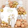 Polyester Diameter 7.5ft Plain White Gender Reveal Round Backdrop Cover for Boy or Girl Gold Font Photography Background He or She Pregnancy Mom Surprise Party Decoration Props view 4