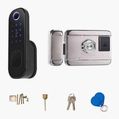 SHUAIGUO Smart Fingerprint Door Lock for Front Door Electronic Keyless Keypad Entry Door Lock with 6 Ways Unlock 110 Groups Fingerprint and 400 Groups Password Storage APP Control BT ty Lock