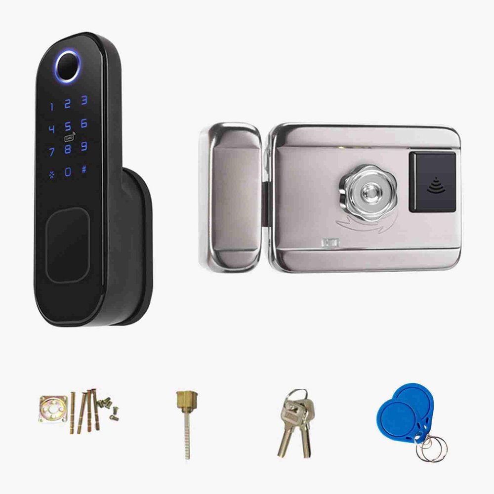 SHUAIGUO Smart Fingerprint Door Lock for Front Door Electronic Keyless Keypad Entry Door Lock with 6 Ways Unlock 110 Groups Fingerprint and 400 Groups Password Storage APP Control BT ty Lock