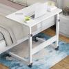 Adjustable Rolling Laptop Desk Stand with Wheels, Metal Frame, Height Adjustable - Brown, 80 * 40cm/31.4 * 1 - Portable Computer Stand for Bed, Breakfast, Coffee Table (Bianco 60*40cm/23.6*15.7in view 1