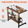 Adjustable Rolling Laptop Desk Stand with Wheels, Metal Frame, Height Adjustable - Brown, 80 * 40cm/31.4 * 1 - Portable Computer Stand for Bed, Breakfast, Coffee Table (Bianco 60*40cm/23.6*15.7in view 3