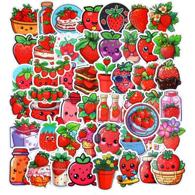 100PCS Cute Strawberry Stickers, Waterproof Vinyl Strawberry Stickers for Water Bottles, Laptop, Phone, Luggage, Scrapbook, Party Supplies