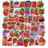 100PCS Cute Strawberry Stickers, Waterproof Vinyl Strawberry Stickers for Water Bottles, Laptop, Phone, Luggage, Scrapbook, Party Supplies view 1