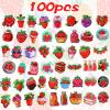 100PCS Cute Strawberry Stickers, Waterproof Vinyl Strawberry Stickers for Water Bottles, Laptop, Phone, Luggage, Scrapbook, Party Supplies view 2