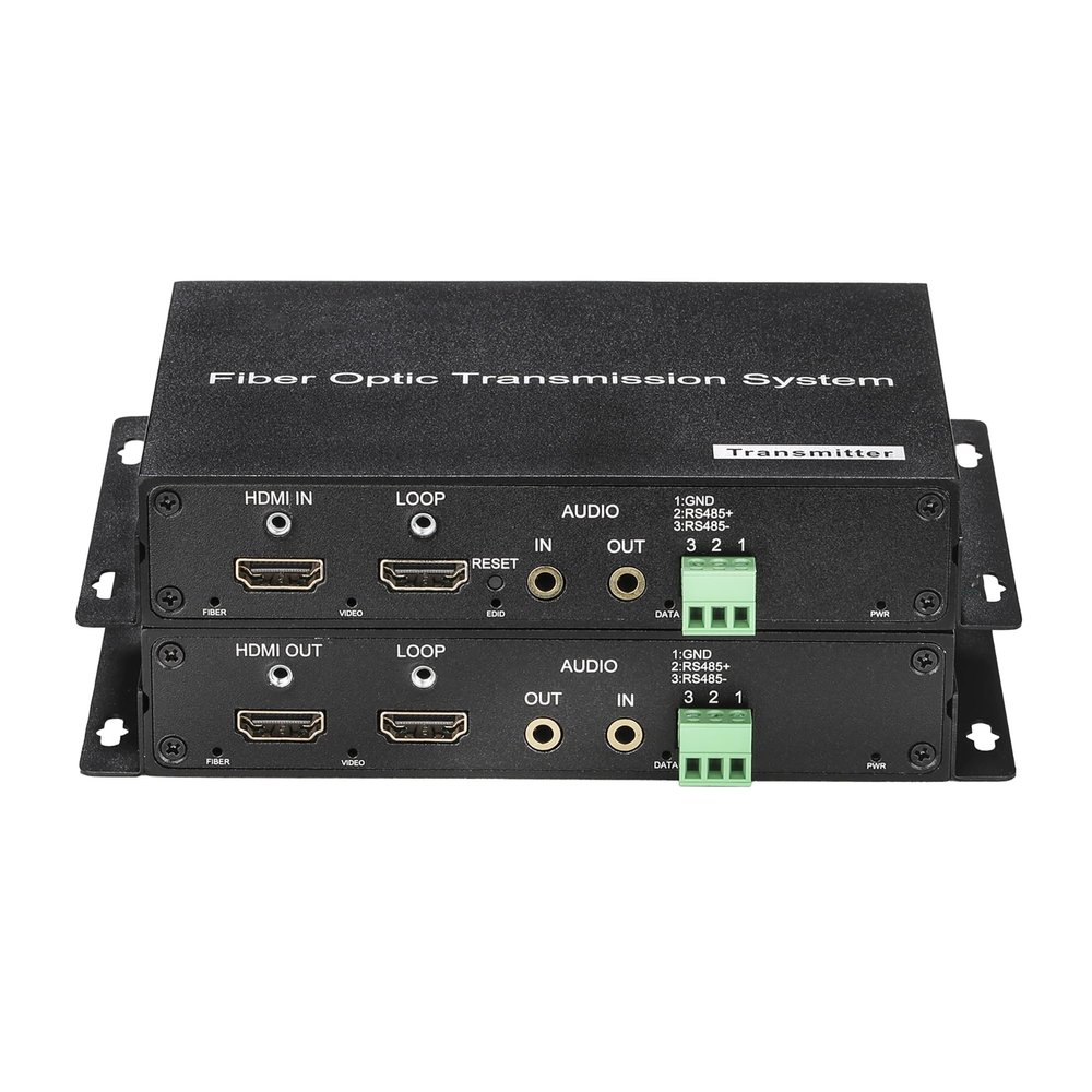 Hebbeko 4K HDMI Over Fiber Optic Converter Extender with 10G SFP LC Singlemode up 10Km Uncompressed No Latency Support Up 4K 60Hz A Pair (with RS485)