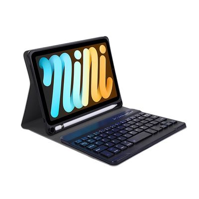 Binguowang Slim Smart Keyboard Case for iPad mini 7th (A17 Pro) 2024 / iPad mini 6th 8.3 Inch [Support 3 System] with Magnetically Detachable Wireless Keyboard Cover with Pencil Holder (Black)