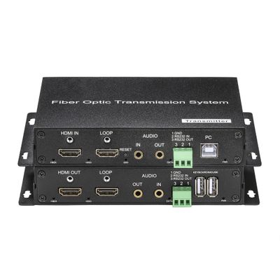 Hebbeko 4K HDMI Over Fiber Optic Converter Extender with 10G SFP LC Singlemode up 10Km Uncompressed No Latency Support Up 4K 60Hz A Pair (with KVM and RS232)