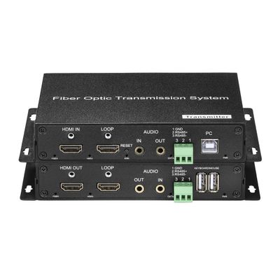 Hebbeko 4K HDMI Over Fiber Optic Converter Extender with 10G SFP LC Singlemode up 10Km Uncompressed No Latency Support Up 4K 60Hz A Pair (with KVM and RS485)