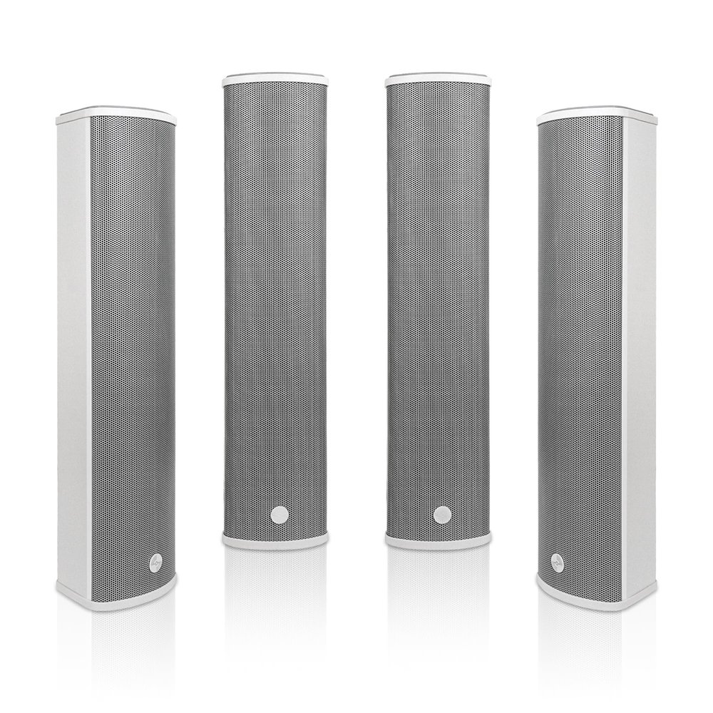 Sound Town Four 70V/100V 4x5 Weather-Resistant Column Array Passive Speakers, with IP55-rated Aluminum Enclosure, for Home & Commercial Installations, Grey (TARVOS-CL45GX4)