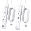 2 Pack Power Strip, 15FT Long Extension Cord, Surge Protector with 6 Outlets and 4 USB Charging Ports(2 USB C), Flat Plug Overload Protection, Wall Mount for Home Office Dorm College view 1