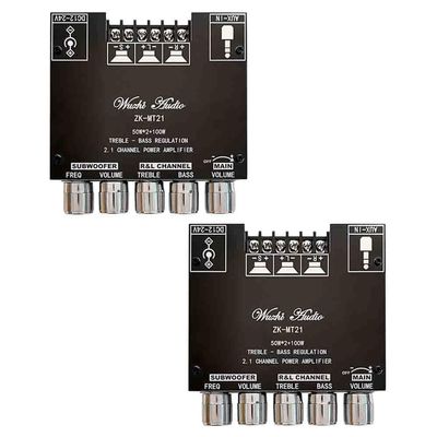 2pcs ZK-MT21 MT21 2.1 Channel 50W 50W 100W DC12 24V Digital Power Amplifier Board High Power Audio Stereo Subwoofer Amplifier Board for 15 100W 4 8 Speakers