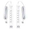 2 Pack Power Strip, 12FT Long Extension Cord, Surge Protector with 6 Outlets and 4 USB Charging Ports(2 USB C), Flat Plug Overload Protection, Wall Mount for Home Office Dorm College view 1
