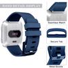 2 Pack Bands Compatible With Fitbit Versa/Versa 2 / Versa Lite/Versa SE, Classic Soft Silicone Sport Strap for Women Men (Black+Navy Blue, Small) view 2