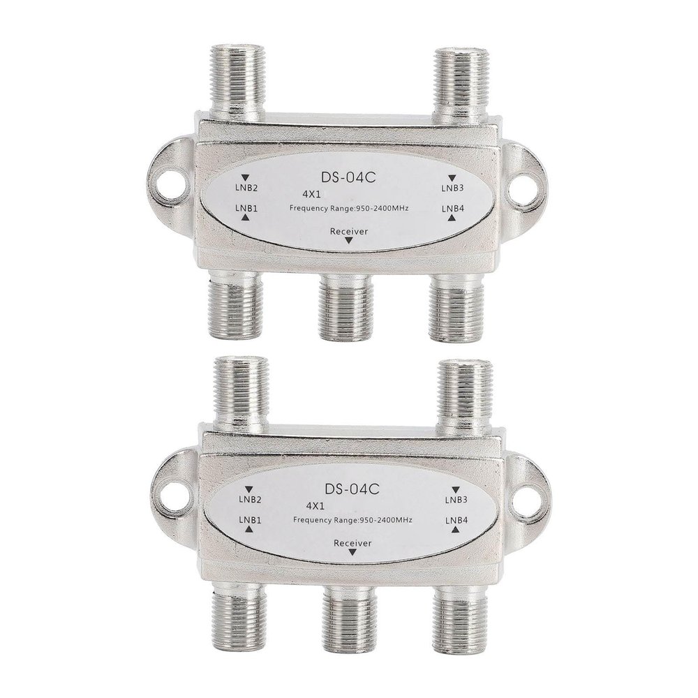 4x1 DiSEqC Switch, Satellite Signal Switch Splitter, 950 to 2400MHz with High Isolation Broadband, 75 Port Impedance