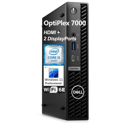 Dell OptiPlex 7000 Mini Desktop Computers, Pro Micro Desktop Business PC, Intel 6-Core i5-12400T, 16GB DDR4 RAM, 512GB PCIe SSD, WiFi 6E, HDMI, 2 DisplayPorts, Windows 11 Pro