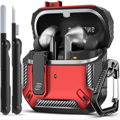 MCTOPZO Lock Fit Designed for Samsung Galaxy Buds3 FE (2025) / Buds3 Pro (2024) / Buds 3 Case (2024),with Cleaning kit Full Body Shockproof Carbon Fiber Protection Design