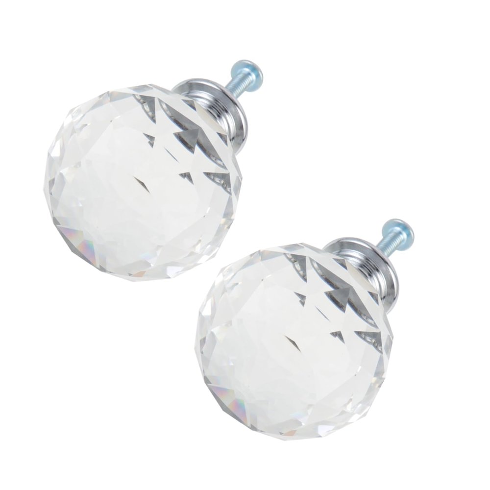 TOBBOMEY 2pcs Transparent Crystal Drawer Knobs Elegant Pull Handles for Cabinets Dressers and Wardrobes Durable Crystal Design Easy to Install for Home Decor