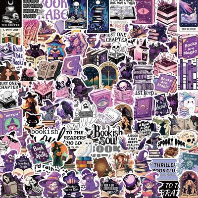 100pcs Fantasy Gothic Witch Bookish Stickers Dark Academia, Witchcraft, Book Lover Aesthetic for Journals, Scrapbooks, Laptops, Water Bottles, Readers, Bookworms, Witches