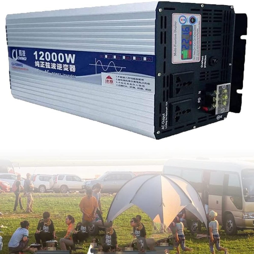 Power inverter Pure Sine Wave 10000W / 12000W Peak Power Inveter DC 12V/24V/48V/60V/72V to 110V/220V,with LCD Display,with USB Port,High Current AC Port,for Cars/Outdoors/Travel/Home(12000W,60Vto110V)