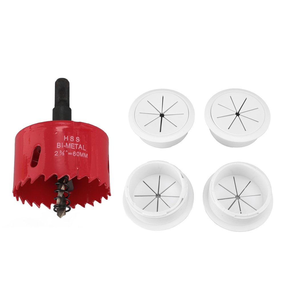 4 Pack TV Wire Hidder for Wall, 2-3/8(60 Mm Hole) Cord Concealer in Wall Cable Management Kit, Includes 4 Grommet and 1 Hole Saw Drill Mount 10 Cable Ties Easy To