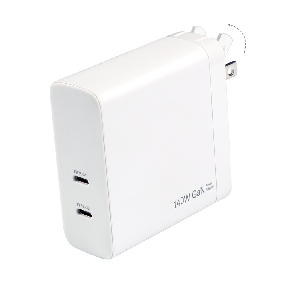 140W USB C Charger, DERLULU GaN Fast Charger, 2-Port USB-C Compact Foldable Charger for Laptops, MacBook Air/Pro, iPad, iPhone 17/16/15 Pro, Galaxy S24/S23, AirPods, and More