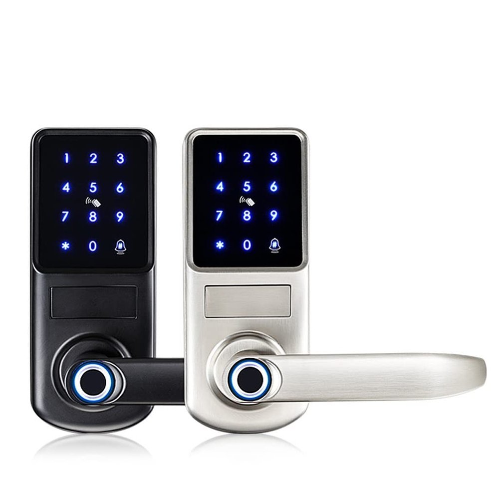 HIONJIN Fingerprint Electronic Door Lock with App Digital Safe Keypad Remote Unlock for Home and Hotel Security Smart Lock(D)
