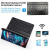 Qindaiwen Keyboard Case for Amazon Fire HD 10 Tablet (13th/11th Generation,2023/2021 Release) 10.1", PU Leather Stand Cover with Detachable Bluetooth Keyboard, Blue Mushrooms view 3