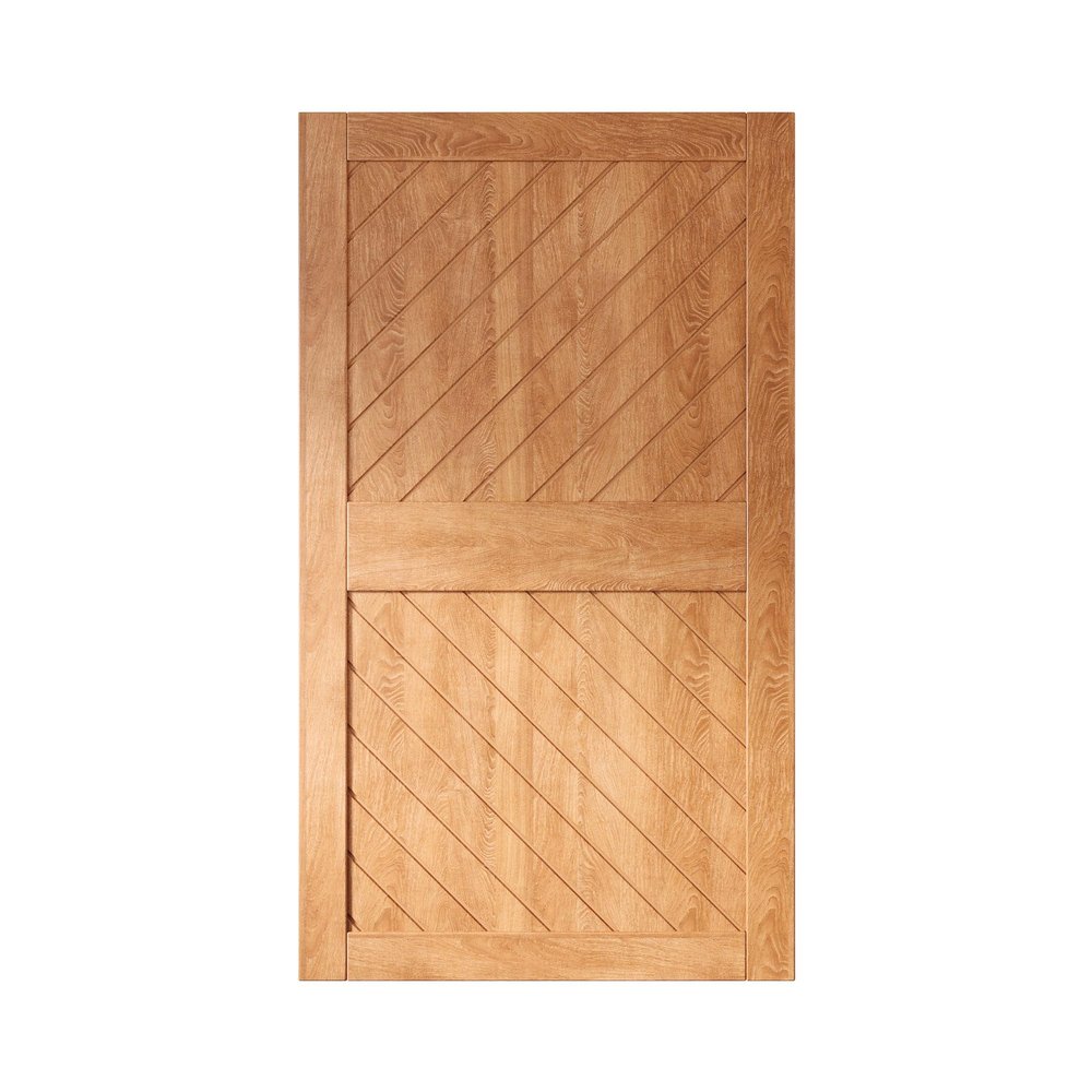 Homacer 50 in. x 84 in. Slanted Stripe Design 003 Early American Finished & Unassembled Pine Wood Barn Door (Interior Use Only)