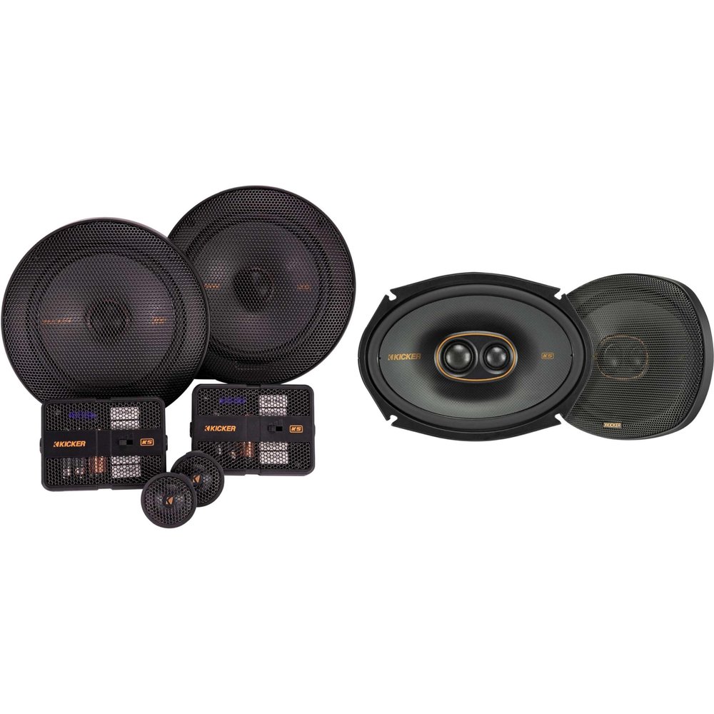 Kicker 51KSS6504 KS-Series 6.5" Component System with 1" tweeters w/ 51KSC69304 6x9 3 Way Coaxial Bundle