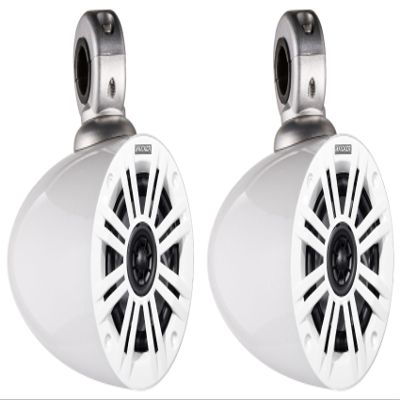 Kiker Bundle: (2) Kicker 45KM44 4" 150 Watt Weatherproof Marine Speakers KM4 Bundle with (2) Kicker 40KMMTES Mini Marine Wakeboard Tower Enclosures for 4-Inch Speakers (4 Items)