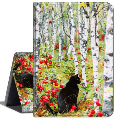 Case for Amazon Fire HD 8 & Fire HD 8 Plus Tablet (Fits Both 12th/10th Generation, 2022/2020 Release) 8 inch,Slim Lightweight Smart Shell Stand Cover with Auto Wake/Sleep,Fruits and Black Cat