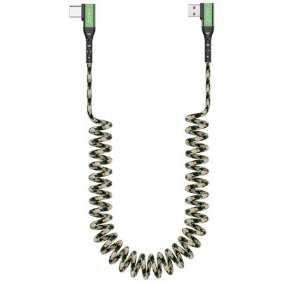 AGOZ CAMO Tactical USB C Charging Cable 90 Degree Right Angle Type C Cord for Samsung Galaxy Note 20 10, S25 S24 S23 S22 S20 A14 A15 A16 A24 A53 A54, Moto G Stylus, Google Pixel 9 Fold 7A 7 (Coiled)