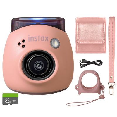 FUJIFILM INSTAX PAL Fuji Digital Camera Powder Pink + Custom Case & 32gb Memory Card Accessory Bundle