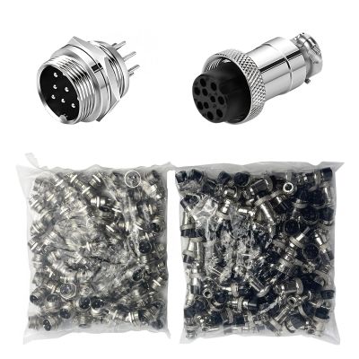 100 Sets GX16 Aviation Circular Connectors, 2-10 Pin Options, Panel Mount, Metal Adapter, Male & Female,Plug & Socket, (10P)