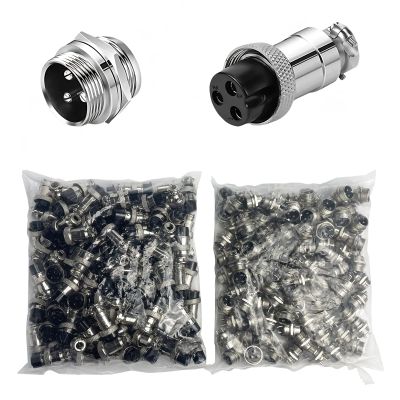 100 Sets GX16 Aviation Circular Connectors, 2-10 Pin Options, Panel Mount, Metal Adapter, Male & Female,Plug & Socket, (3P)