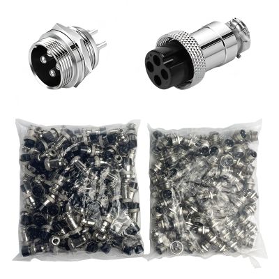 100 Sets GX16 Aviation Circular Connectors, 2-10 Pin Options, Panel Mount, Metal Adapter, Male & Female,Plug & Socket, (4P)