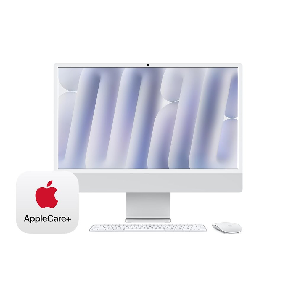 Apple 2024 iMac All-in-One Desktop Computer with M4 chip with 8-core CPU, 8-core GPU: Built for Apple Intelligence, 16GB Unified Memory, 256GB SSD Storage; Silver with AppleCare+ (3 Years)