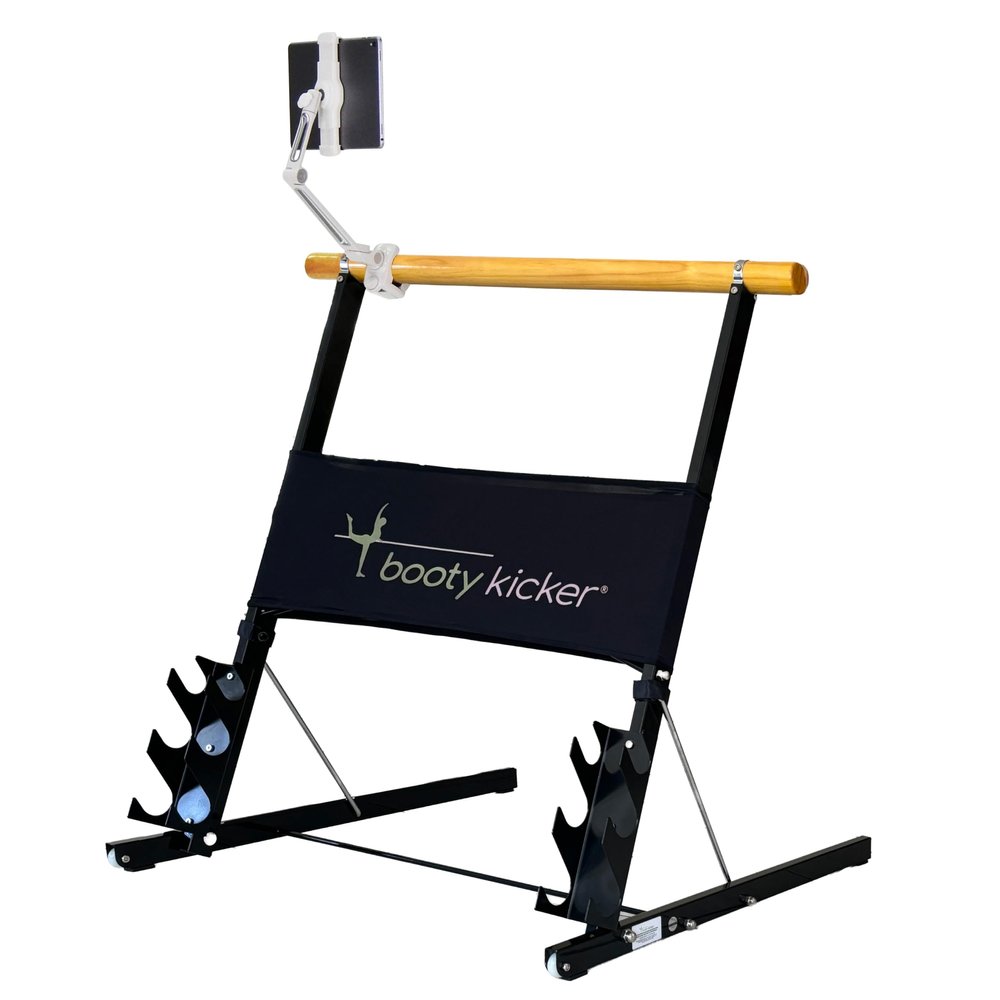 Booty Kicker Black Folding Portable Barre + Tablet/Phone Holder