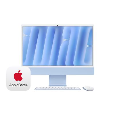Apple 2024 iMac All-in-One Desktop Computer with M4 chip with 8-core CPU, 8-core GPU: Built for Apple Intelligence, 16GB Unified Memory, 256GB SSD Storage; Blue with AppleCare+ (3 Years)