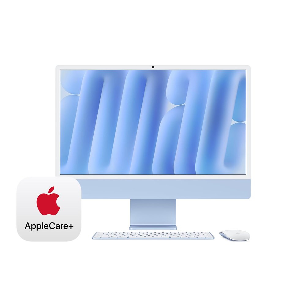 Apple 2024 iMac All-in-One Desktop Computer with M4 chip with 8-core CPU, 8-core GPU: Built for Apple Intelligence, 16GB Unified Memory, 256GB SSD Storage; Blue with AppleCare+ (3 Years)